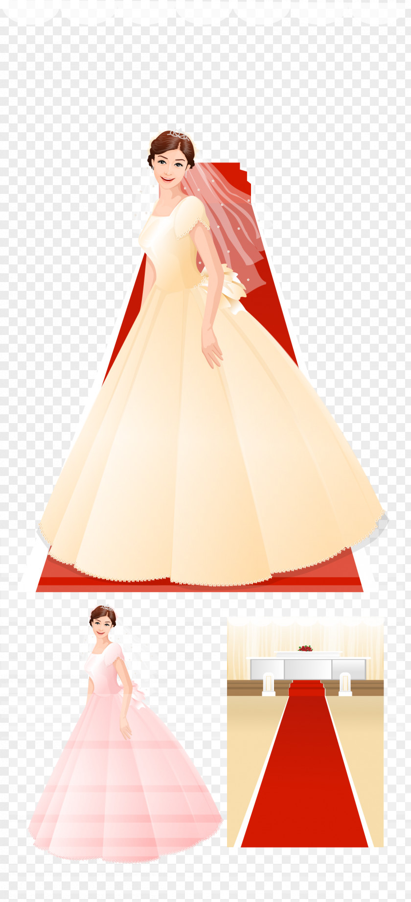 On The Red Carpet Of A Beautiful Bride Vector Material Icon PNG
