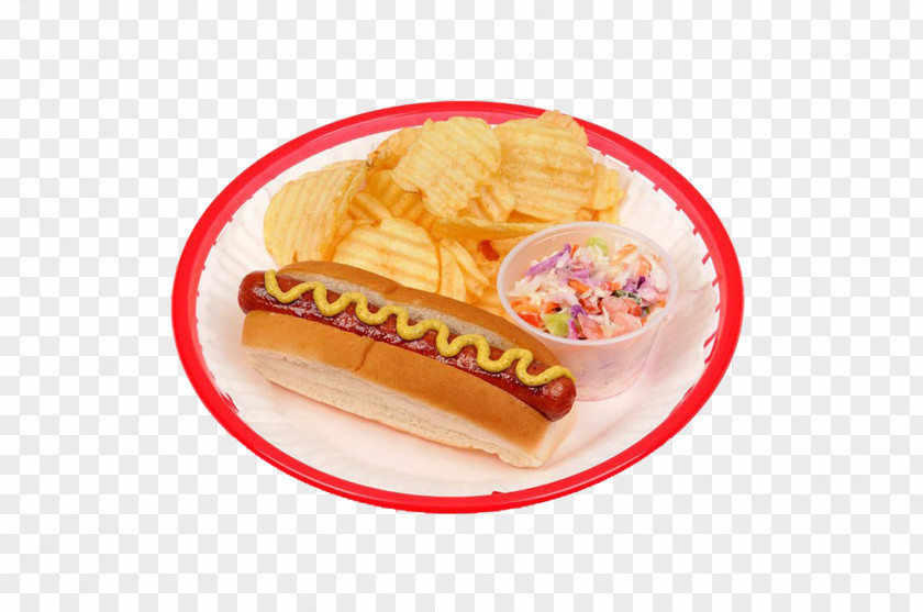 Plates Of Bread And Chips Hot Dog French Fries Take-out Potato Chip Mustard PNG