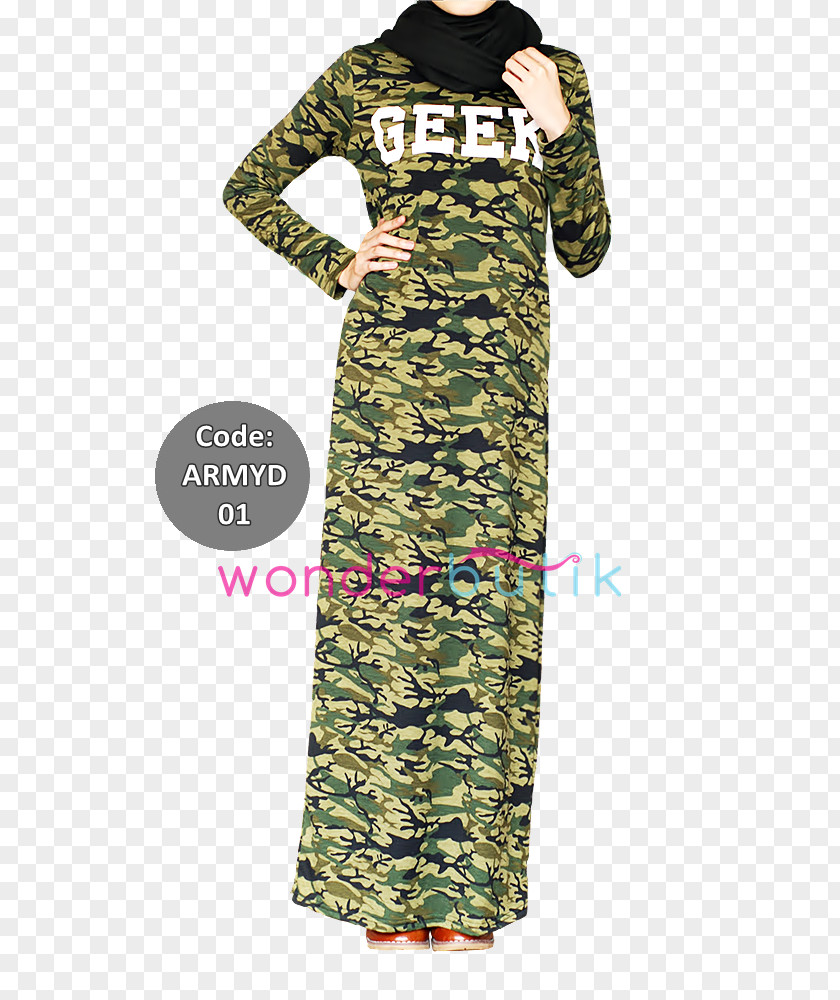 Dress Maxi Camouflage Baju Kurung Shawl PNG