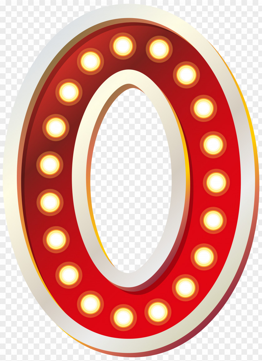 Red Number Zero With Lights Clip Art Image Download PNG