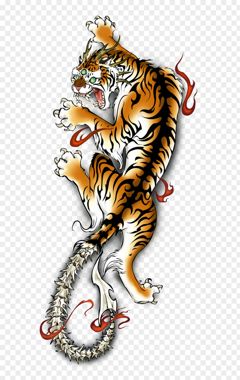 Traditional Chinese Painting Old School (tattoo) Irezumi Felidae Bengal Tiger PNG