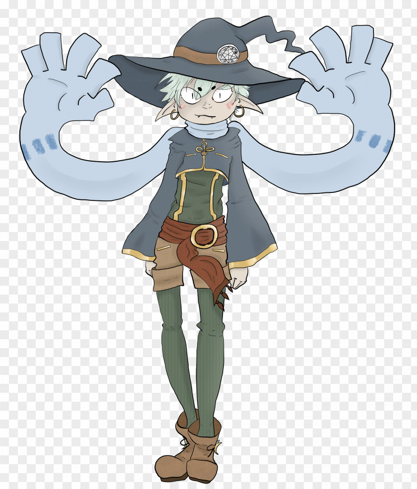 Cartoon Squid Magician Witchcraft Warlock Illustration Drawing PNG