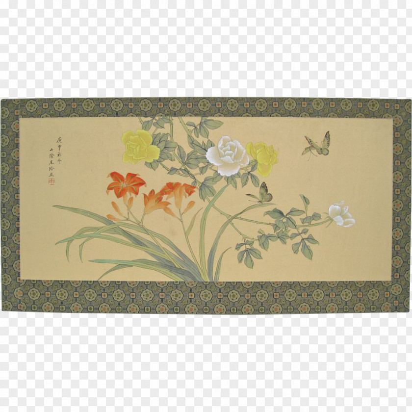 Hand-painted Butterfly Flower Floral Design Place Mats Rectangle PNG