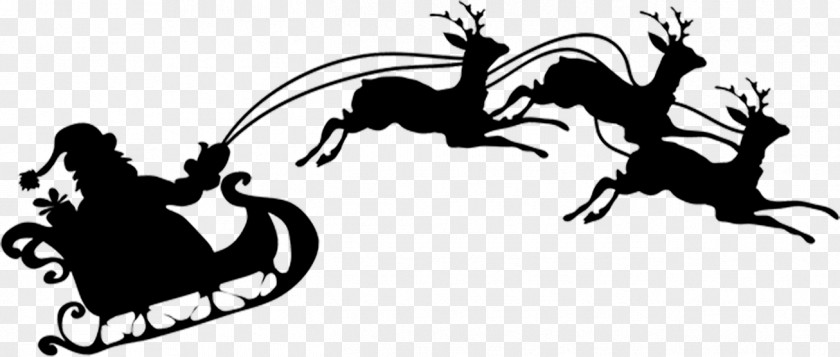 Santa Elk Black Silhouettes Creative Drawing Clip Art PNG