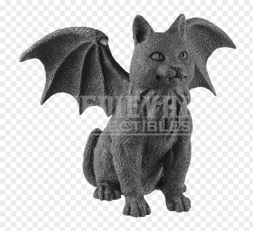 Cat Winged Gargoyle Statue Figurine Myth Fantasy PNG