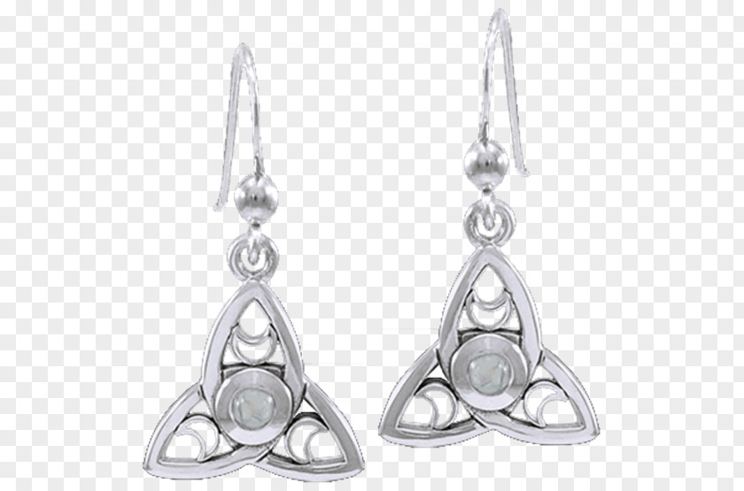 Celtic Moon Earring Jewellery Silver Gemstone PNG