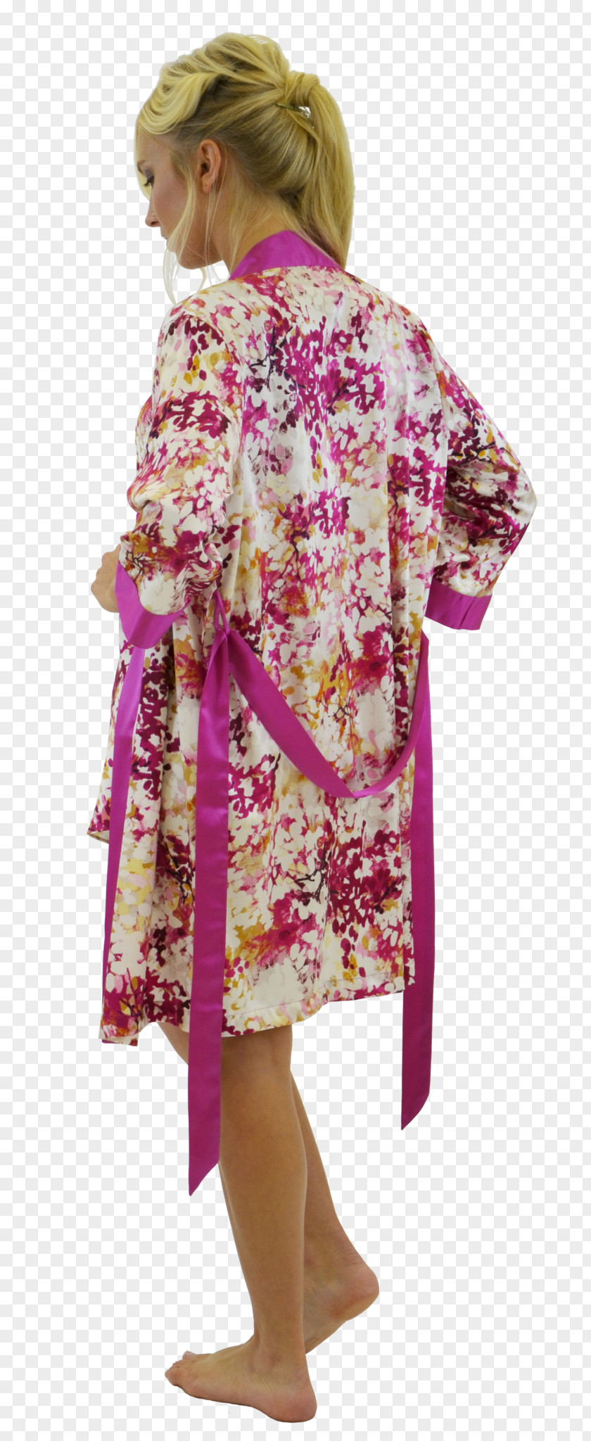 Satin Rouge Robe Slip Kimono Sleeve Dress PNG