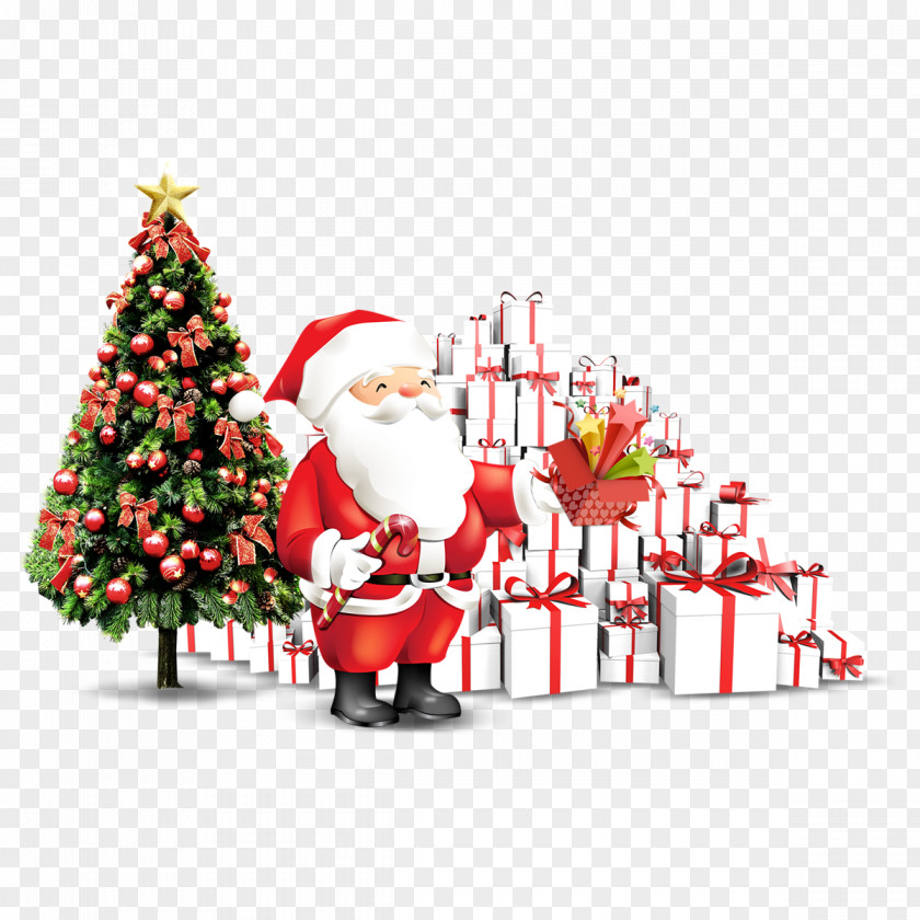 Christmas Santa Claus Tree Adobe Illustrator PNG