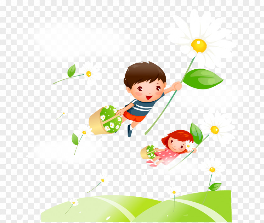 Flying Kids Vector Illustration Child Clip Art PNG
