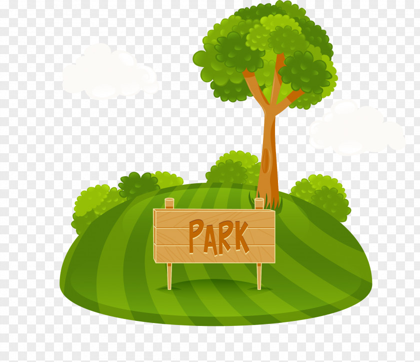 Full Of Green Park Tree Cartoon Clip Art PNG