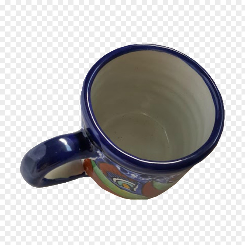 Talavera Pottery Coffee Cup Ceramic Cobalt Blue PNG