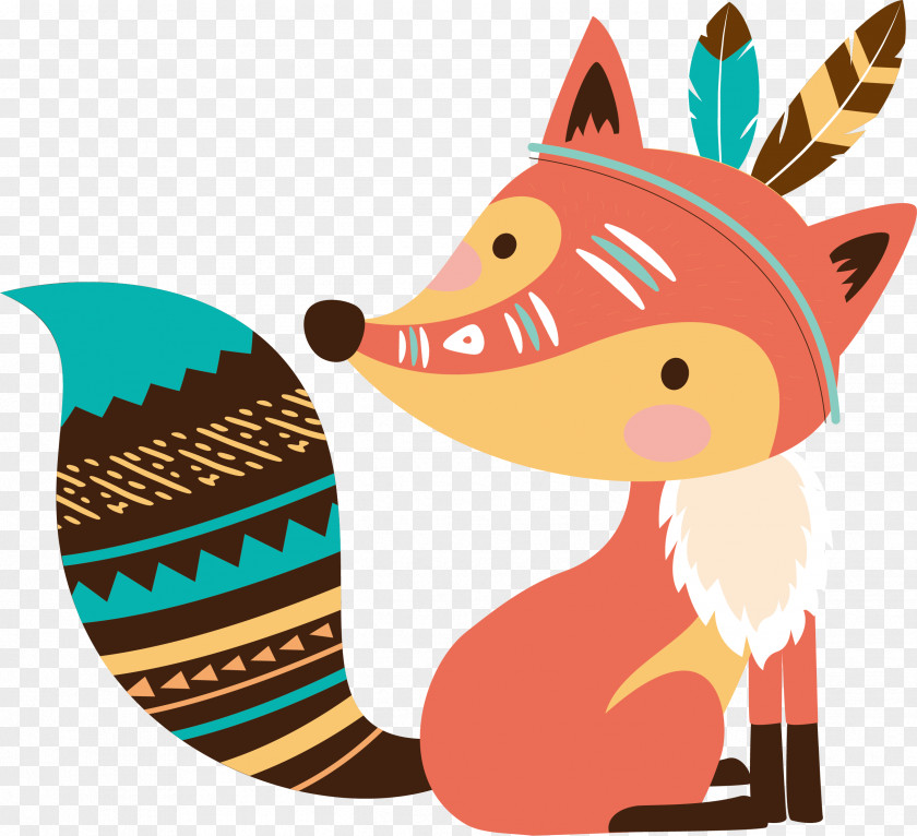 Vector Painted Red Fox Cartoon Poster Painting PNG