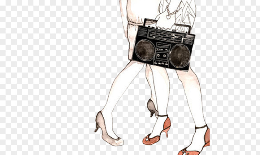Woman Holding A Radio Lower Body Artist Blog Illustrator Illustration PNG