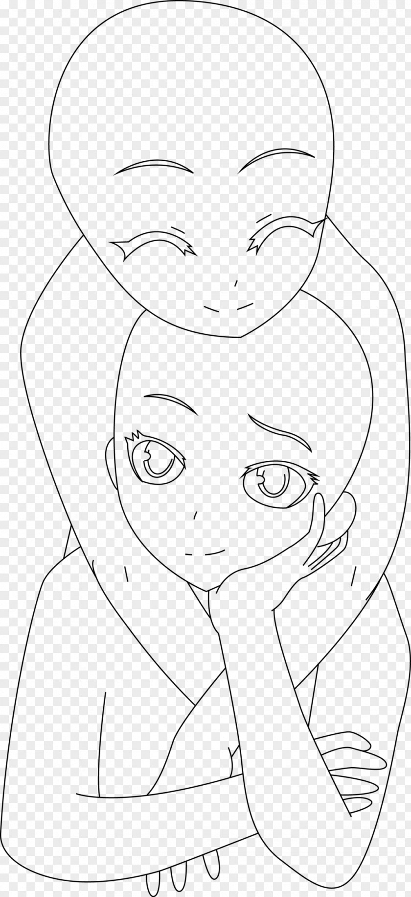 Based Line Drawing Art Woman PNG