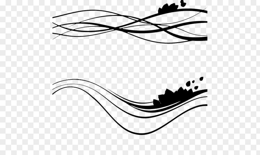 Black Lines Lotus And White Ink Brush Clip Art PNG