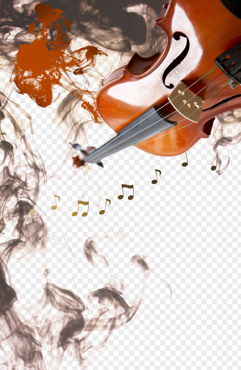 Ink Wash Painting Poster Music PNG wash painting Music, Smoke around the violin notes, brown and black clipart PNG