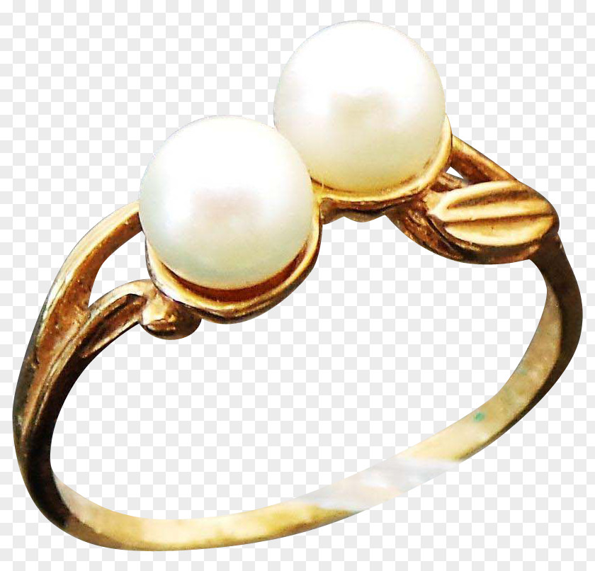 Ring Pearl Colored Gold Body Jewellery Material PNG