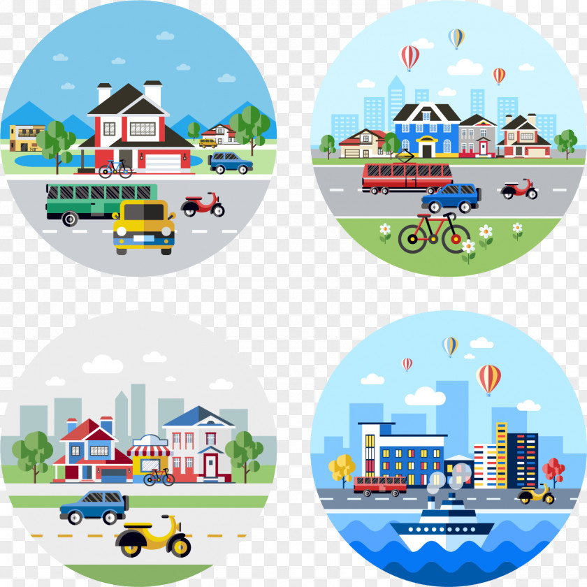 Vector Hand-painted Cartoon Travel Illustration PNG
