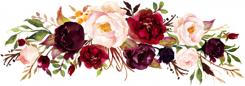 Watercolor Rose Marsala Wine Wedding Invitation Flower Clip Art PNG
