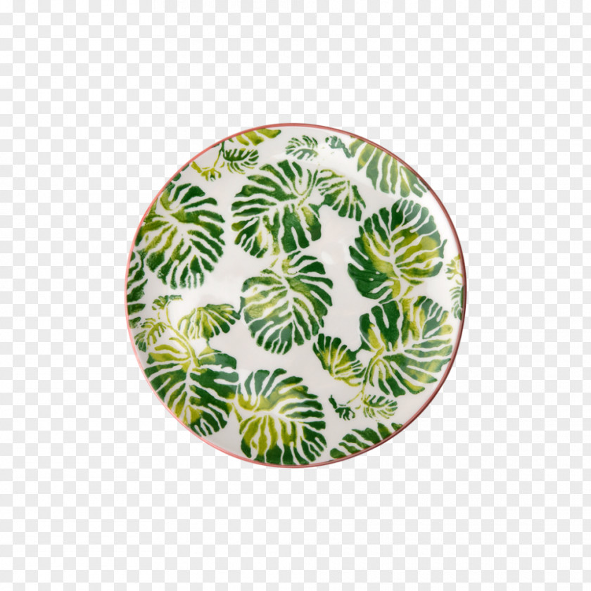 Hand Painted Green Leaf Floral Border Ceramic Plate Porcelain Bowl Glass PNG