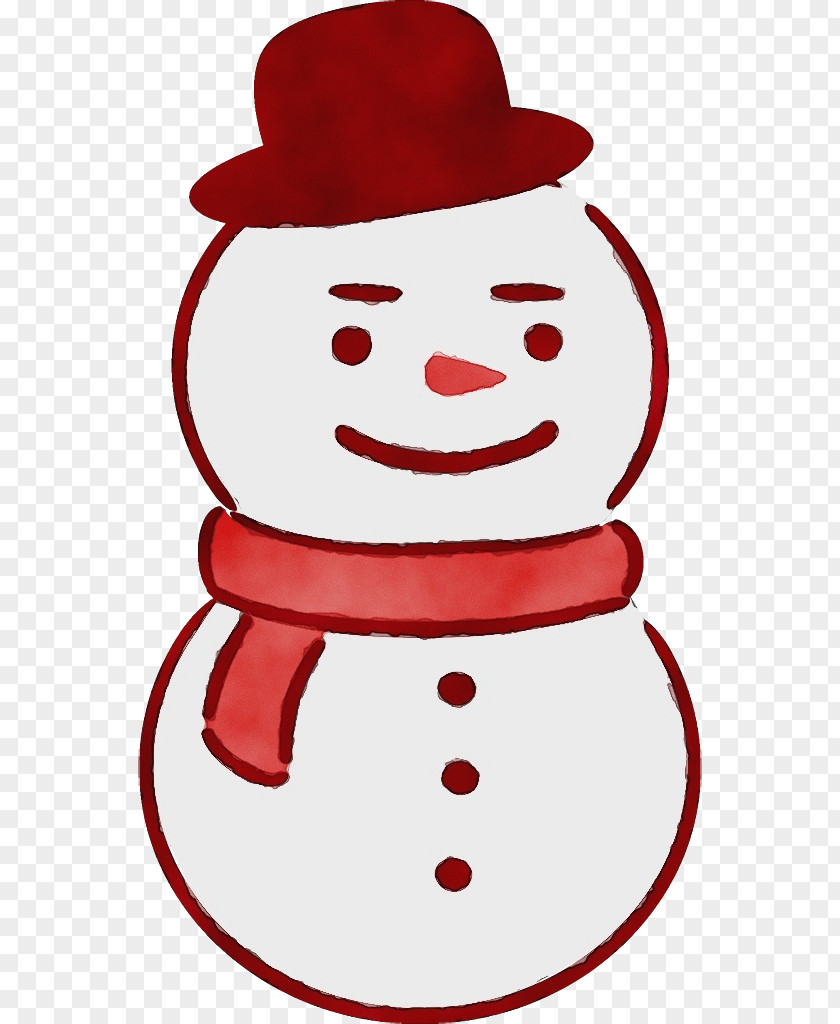 Line Art Red Snowman PNG