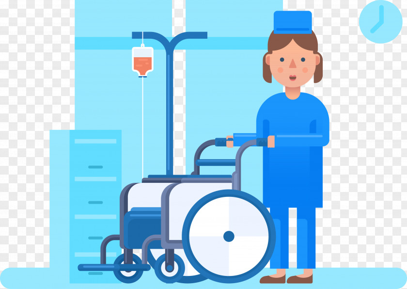 Vector Wheelchair Nurse Health Care Nursing Clinic Physician Patient PNG