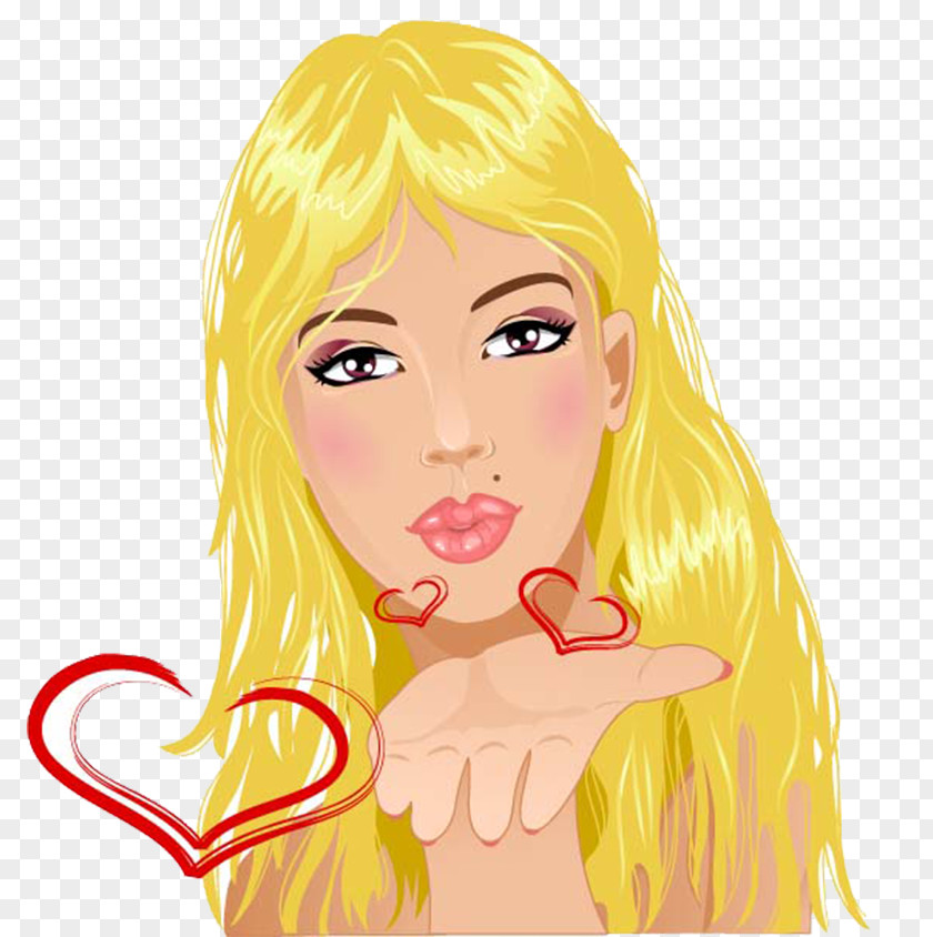 Throwing Kisses The Beautiful Pictures Air Kiss Cartoon Woman Illustration PNG