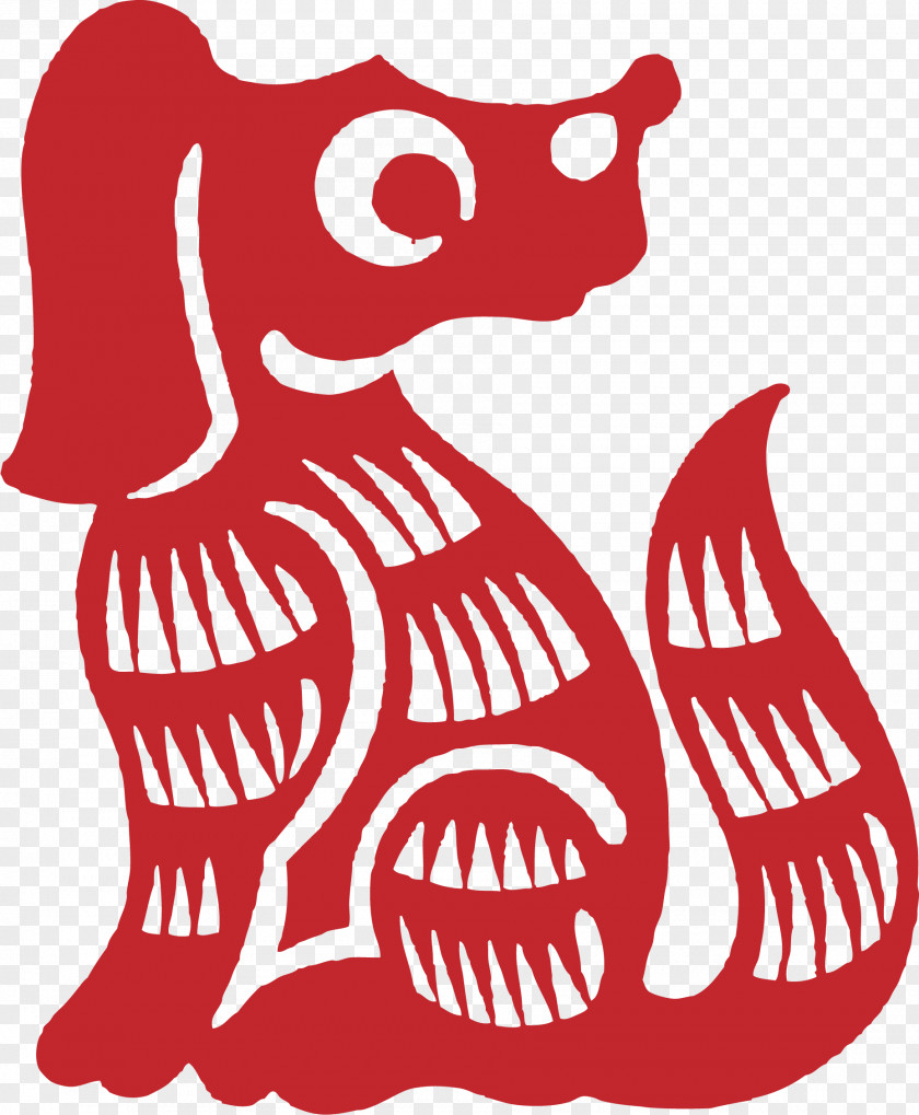Doggies Chinese New Year Papercutting Image Red Envelope Paper Cutting PNG