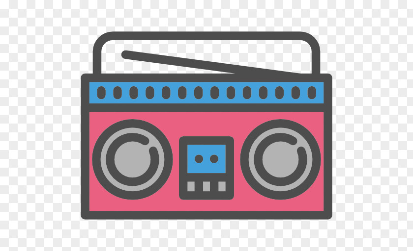 Cartoon Radio Compact Cassette Icon PNG