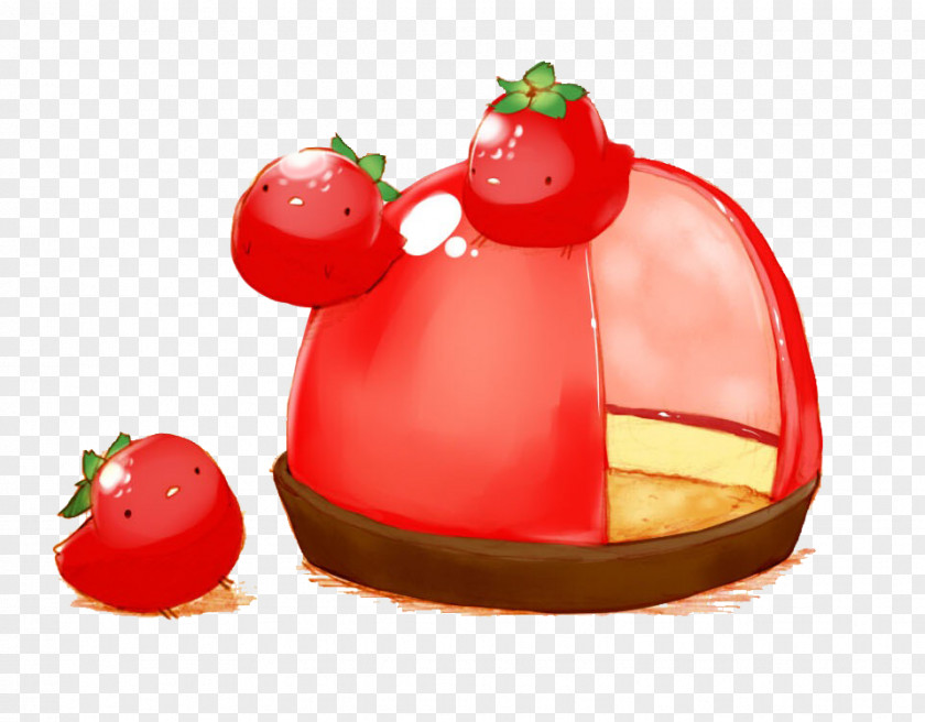 Hand-painted Strawberry Cake Drawing Amorodo Illustration PNG