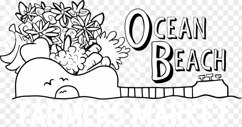 Line Art Drawing Illustration Graphics Ocean Beach Main Street Association PNG