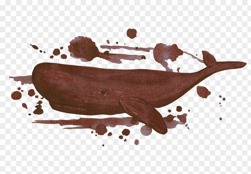 Brown Dolphin Watercolor Painting Illustration PNG