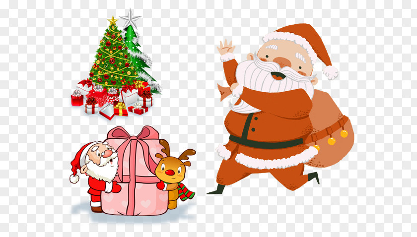 Santa Claus Christmas Gift Decoration Card PNG