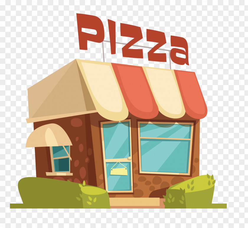 Cartoon Casual Pizza Physical Shop Fast Food Italian Cuisine Illustration PNG