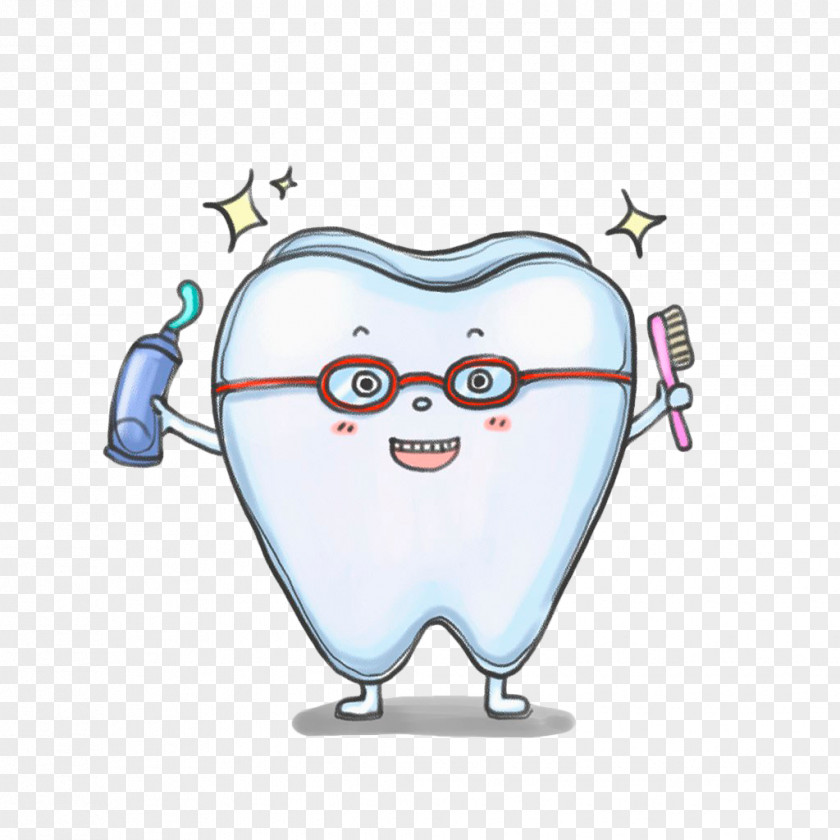 Hand-painted Cartoon Teeth Tooth Brushing Dentistry Decay Health PNG