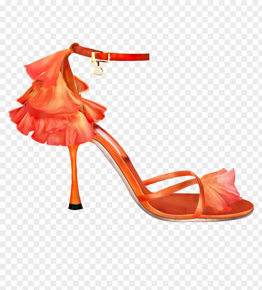 Red Flowers Watercolor Heeled Sandals High-heeled Footwear Sandal Painting PNG