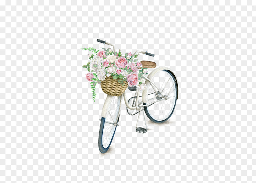 Bicycle Flowers Throw Pillow Cushion Case PNG
