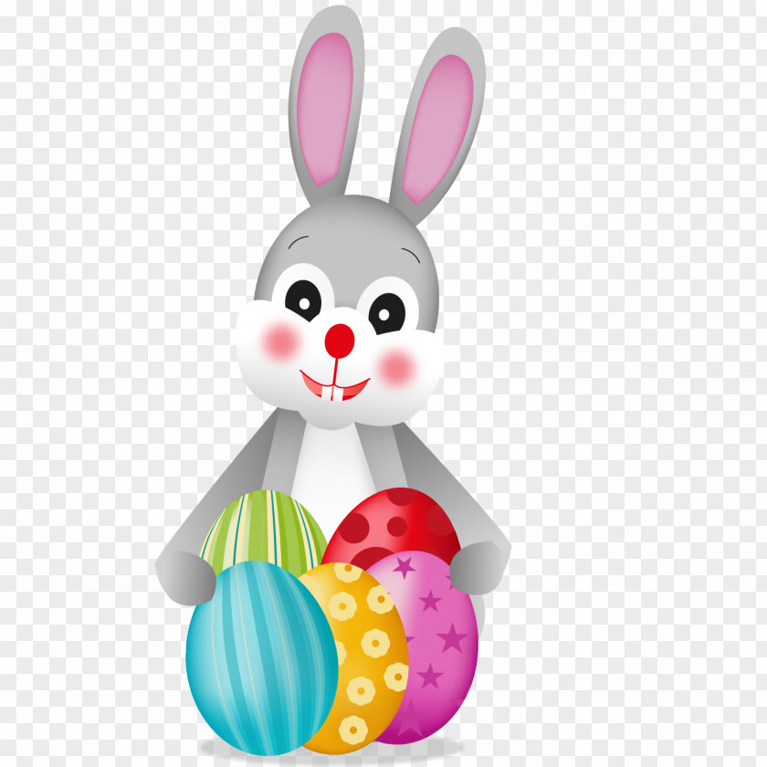 Cartoon Rabbit With Egg Vector Easter Bunny PNG