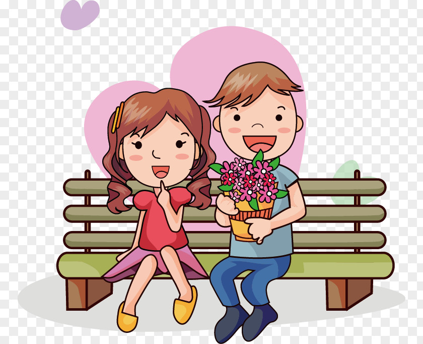 Cartoon Couple Drawing Romance PNG
