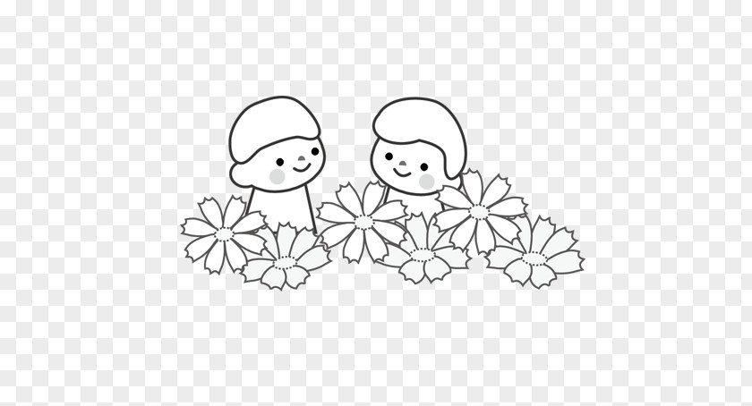 Dolls And Flowers Visual Arts Black White PNG