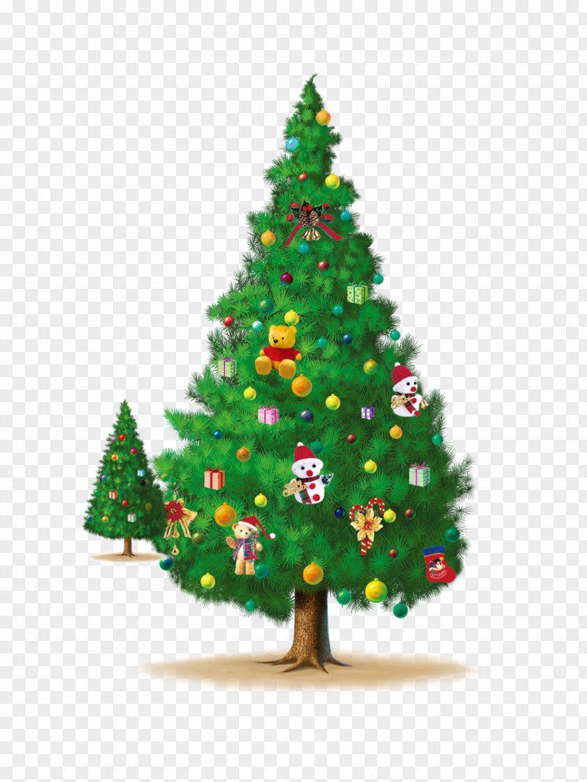 Two Christmas Trees Tree Elements Merry PNG