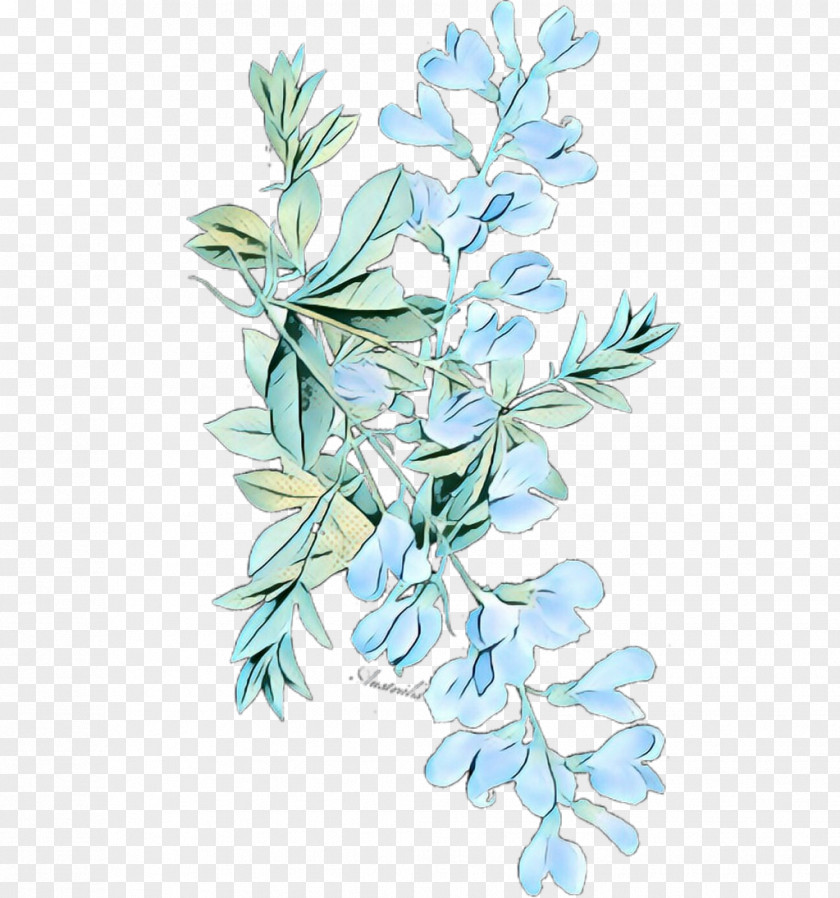 Delphinium Plant Stem Watercolor Flower Background PNG