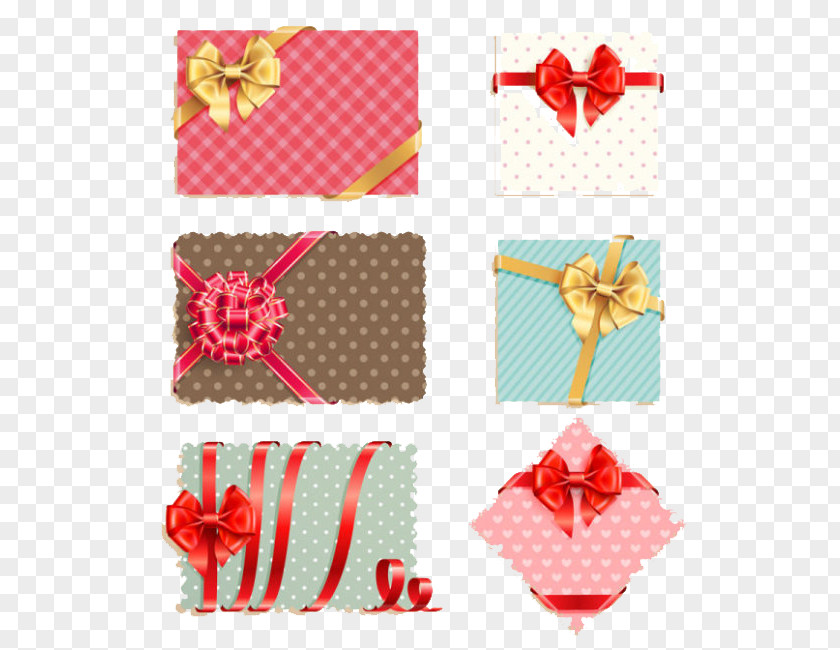 Pretty Bow Gift Box Wedding Invitation Greeting Card Valentines Day Illustration PNG