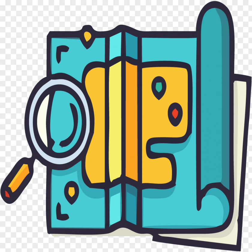 Blue Map With A Magnifying Glass Dribbble Flat Design Icon PNG