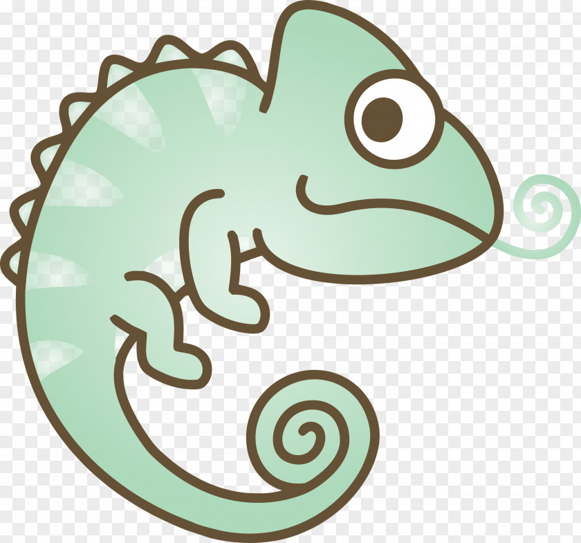 Green Aqua Turquoise Cartoon Chameleon PNG