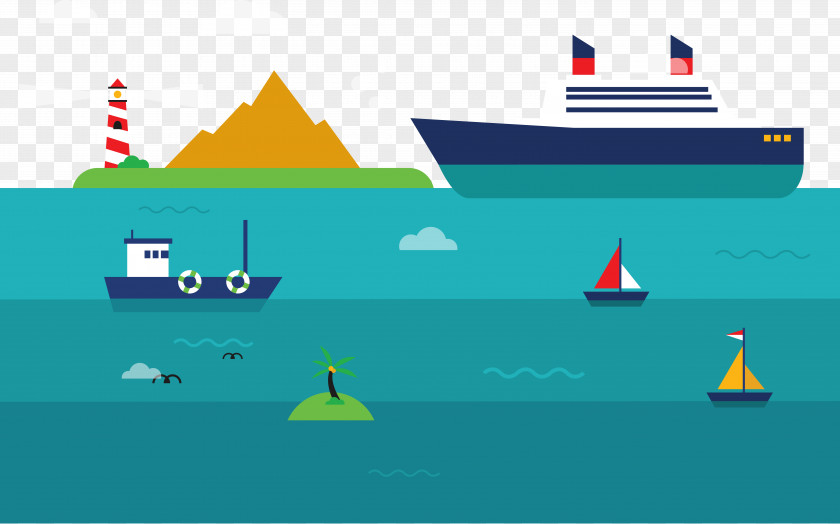 Sea Transport Vector Graphic Design Cargo Ship PNG