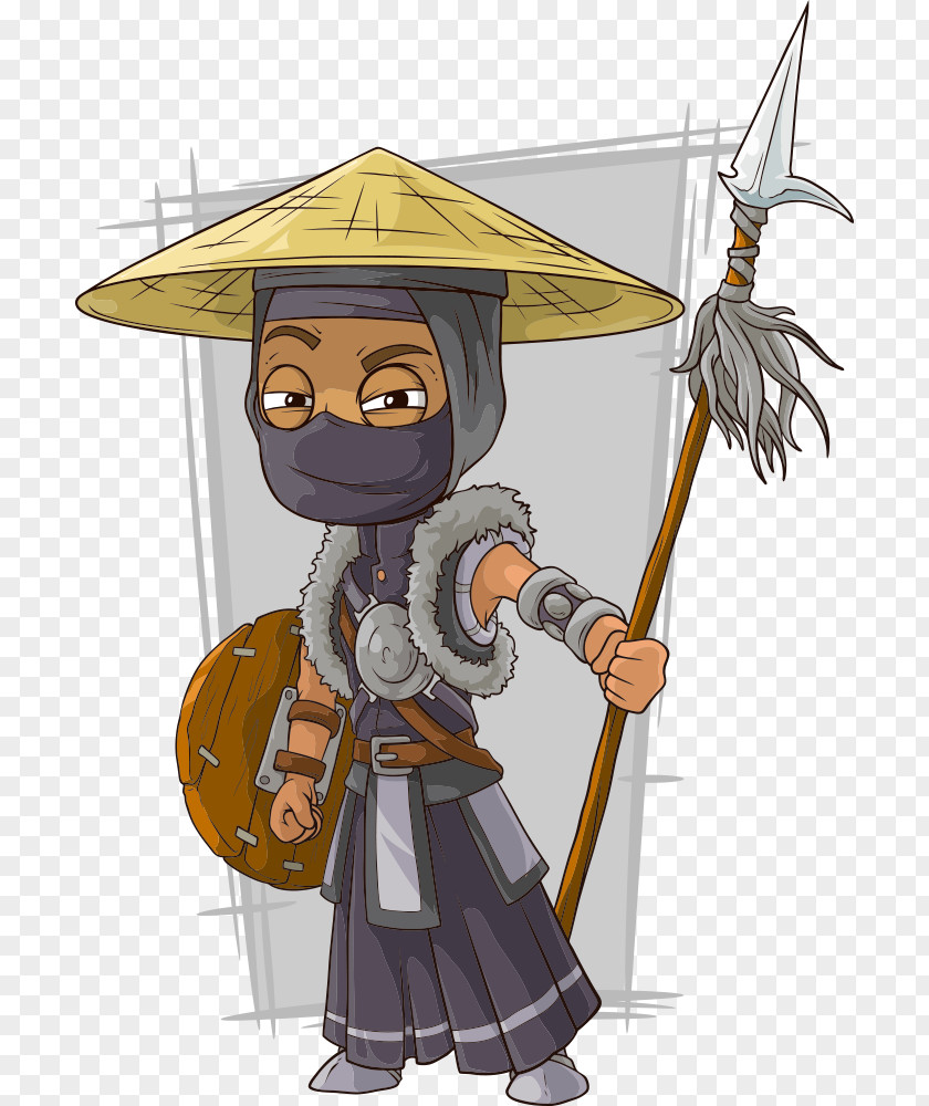 Man Spears Mongolia Cartoon Stock Illustration PNG