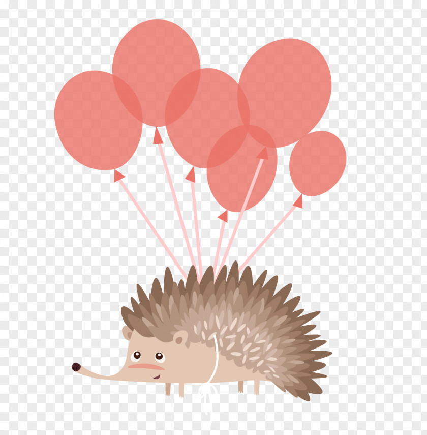Hedgehog Cartoon Balloons Vector Birthday Cake Balloon Greeting Card PNG