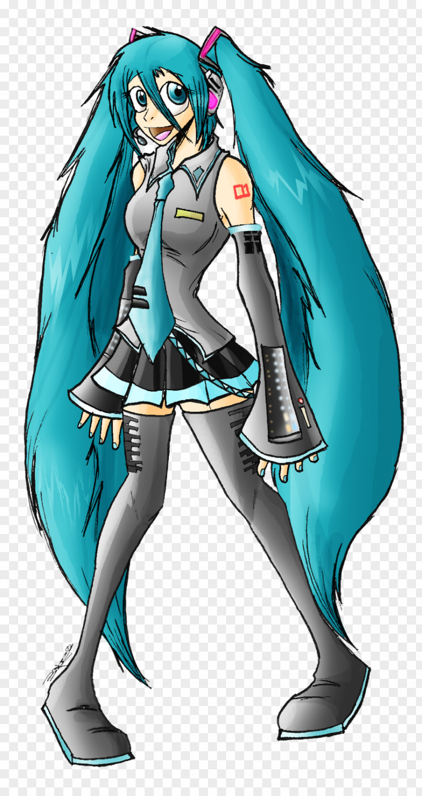 Cyborg Hatsune Miku Cyberpunk Character Turquoise PNG