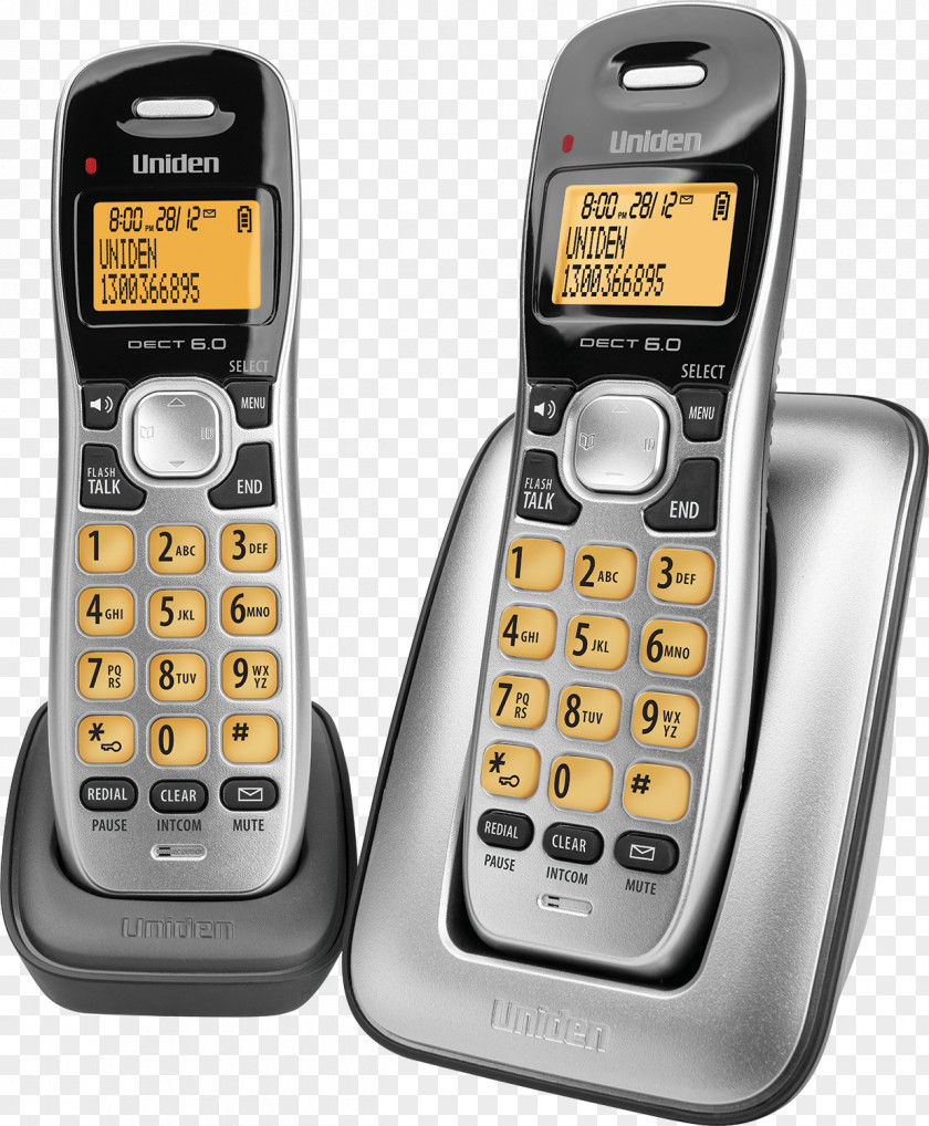 Handheld Handset Cordless Telephone Digital Enhanced Telecommunications Uniden PNG
